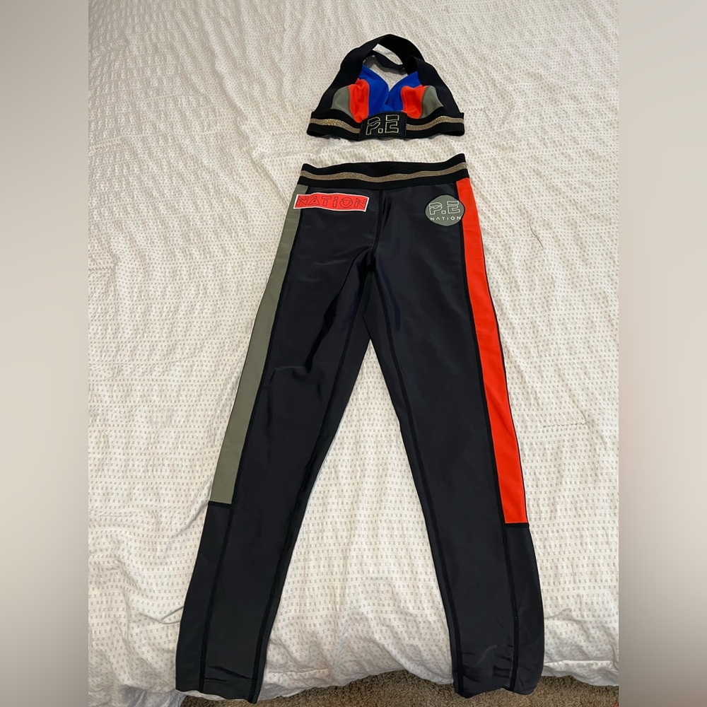 PE Nation Centre Crop Sports Bra and On Deck Leggings both size S and NWOT